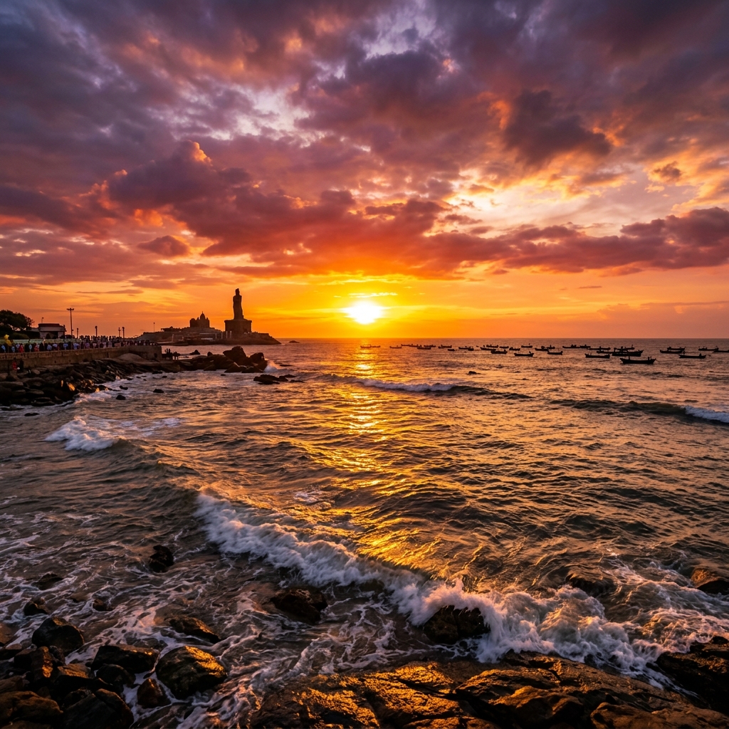 Panoramic sunset over the seas