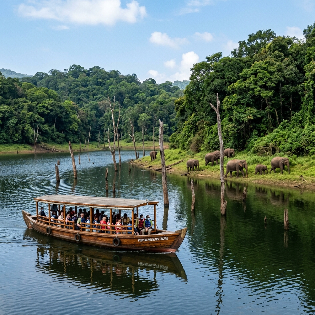 Boats on Periyar Lake in Thekkady